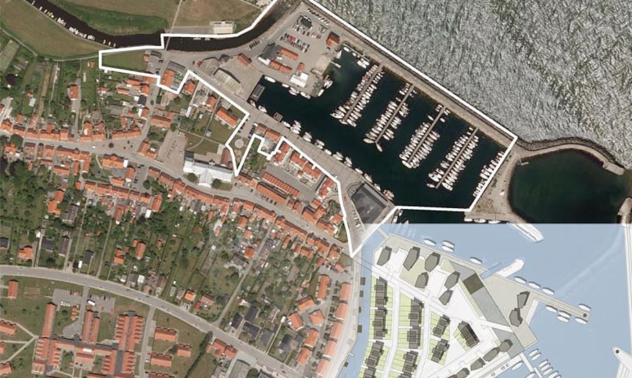 Havneudvidelsen er placeret sydøst for den eksisterende havn. Billede fra kommunens debatfolder.